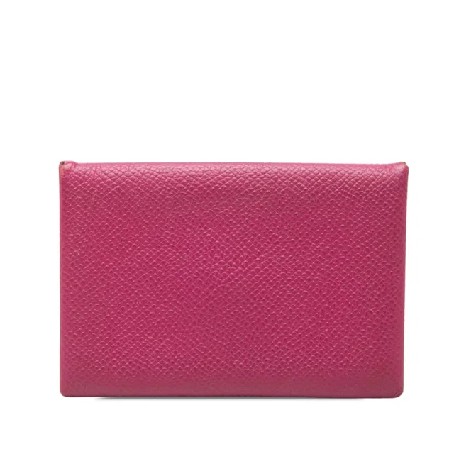 Pink Hermès Epsom Calvi Card Holder in Pink Epsom leather from Designer Revival
