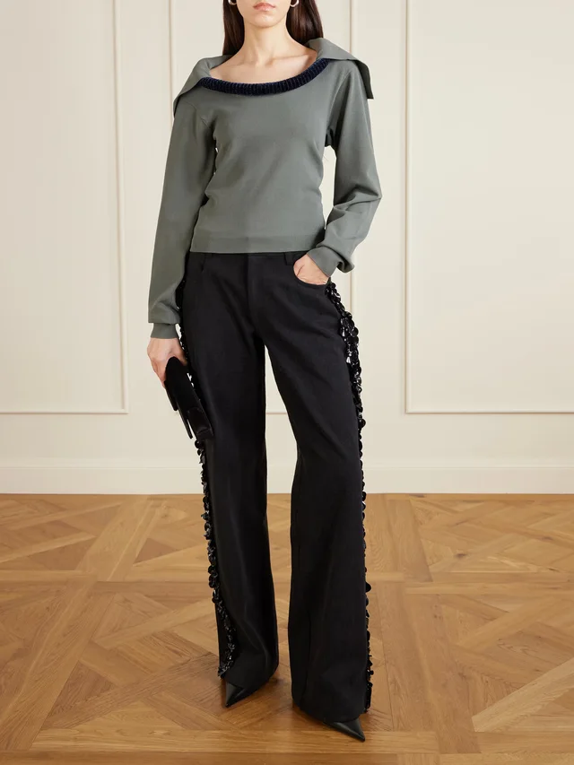 DIOTIMA Caicos velvet-trimmed jersey stretch-top, photo 2 of 2 from NET-A-PORTER (Canada)