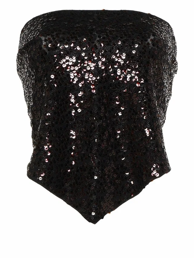Brunello Cucinelli Tops Onesize (Int) - Sequin Strapless Handkerchief Hem in black from Poshmark