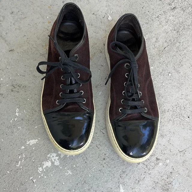 Lanvin Lanvintoe Cap Suede Sneakers in red|brown Suede from Poshmark