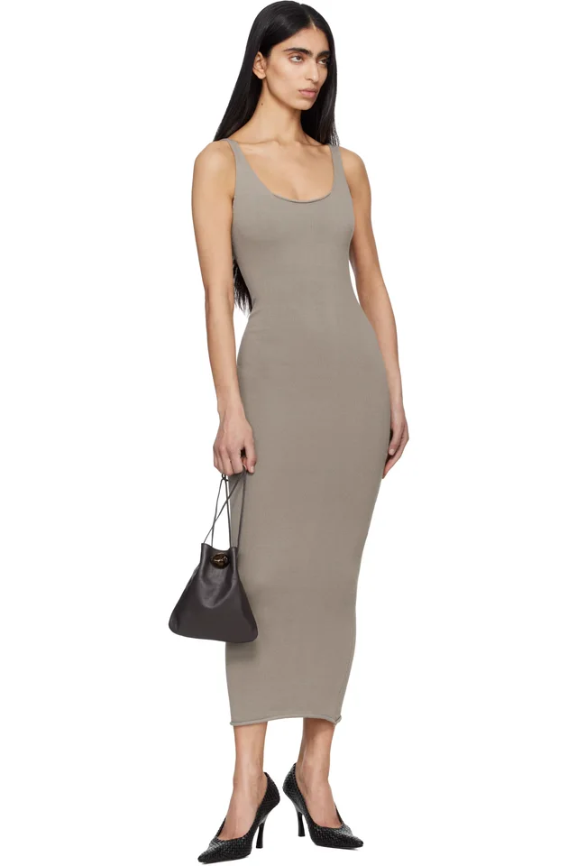 Entire Studios Gray Raw Knit Midi Dress, photo 4 of 4 from SSENSE