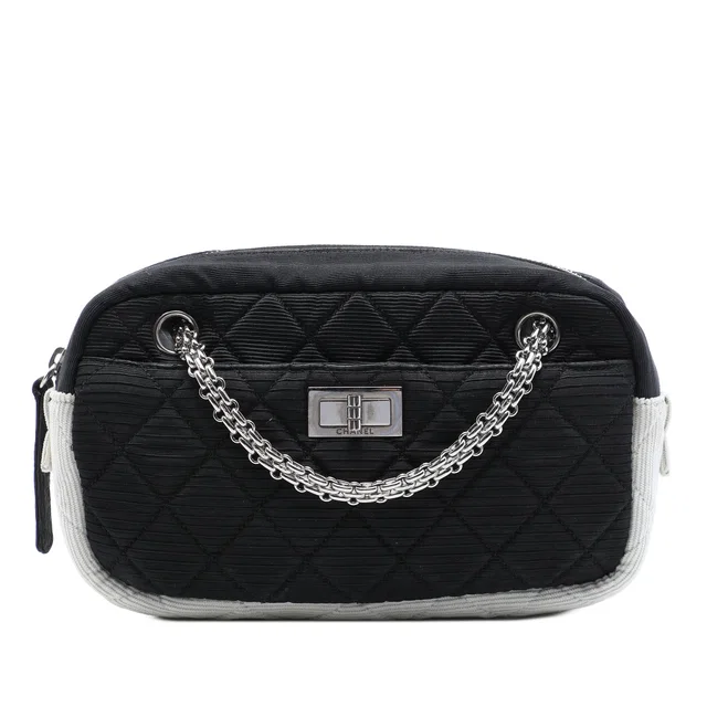 Black Chanel Bicolor Quilted Nylon Reissue 2.55 Camera Case Shoulder Bag in Black Nylon from Designer Revival