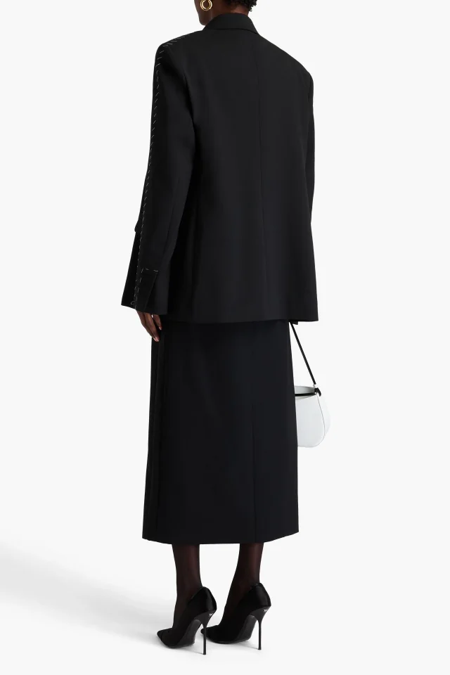 Peter Do Satin-Trimmed Twill Blazer in Black, photo 3 of 4 from THE OUTNET
