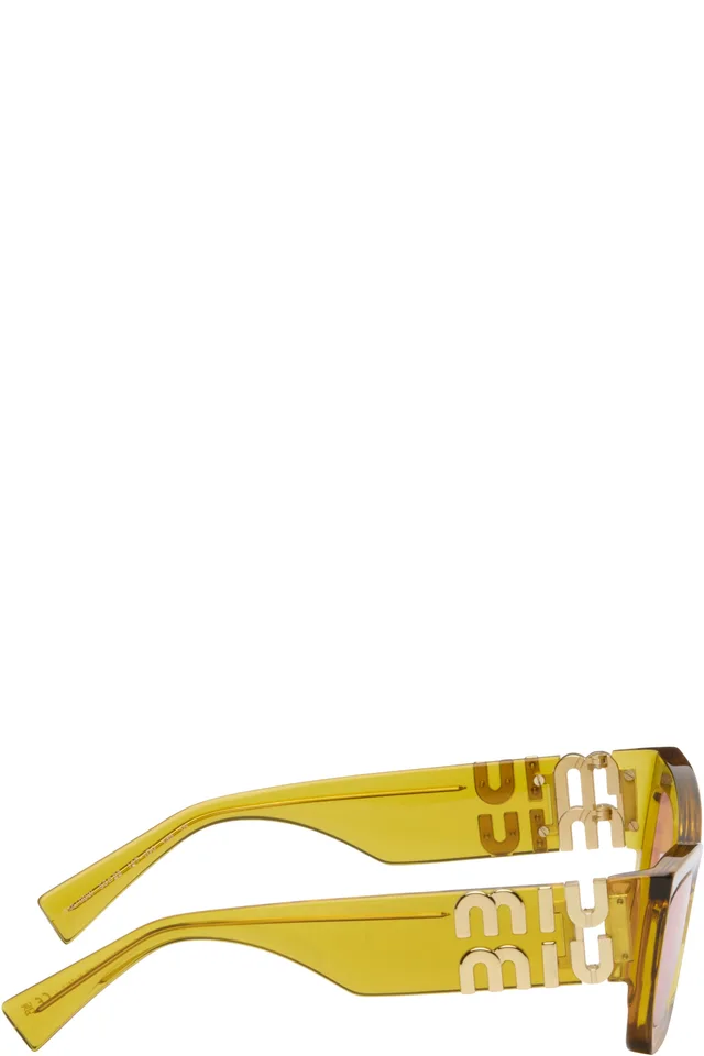 Miu Miu Eyewear Yellow Miu Glimpse Sunglasses, photo 2 of 4 from SSENSE