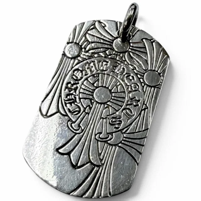 Chrome Hearts God Bless Large Dog Tag Pendant God Top Silver in Silver from The Reluxe