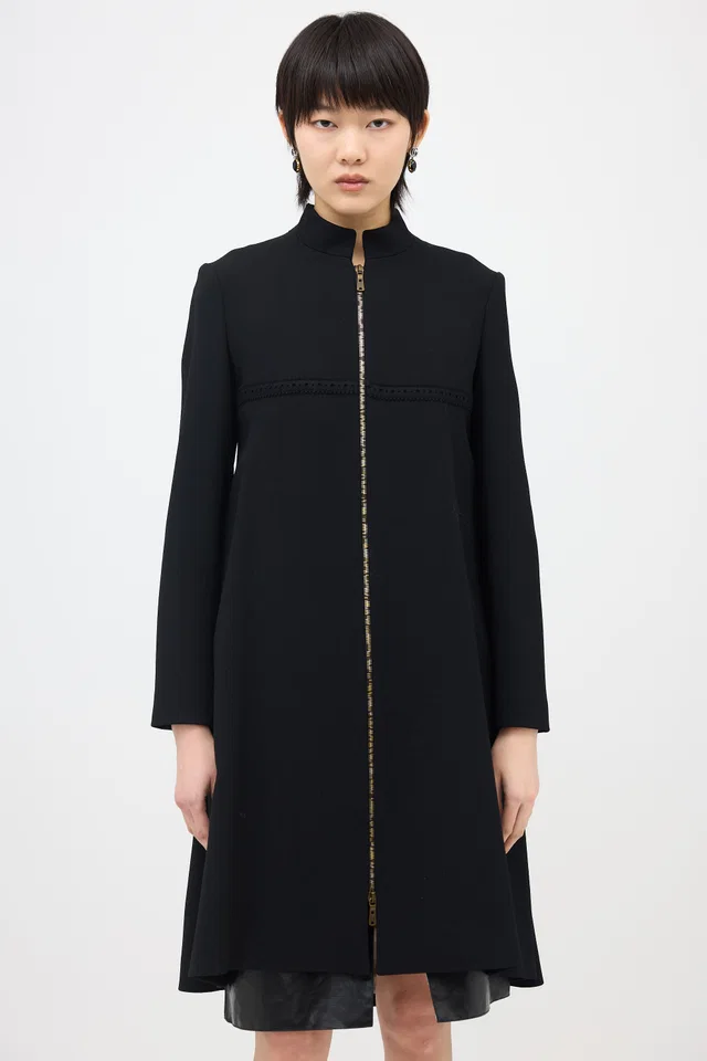 Saint Laurent 2008 Wool Brogue Coat Dress in Wool from VSP Consignment