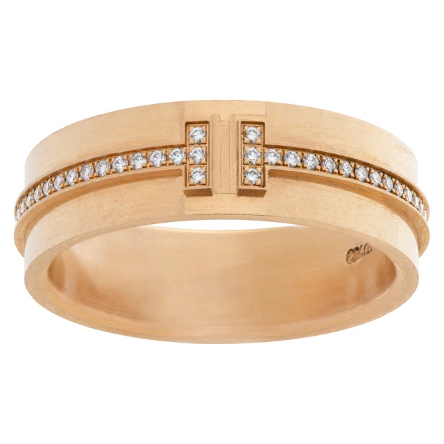Tiffany & Co. Wide Diamond Ring in Pink Rose Gold from Gray And Sons