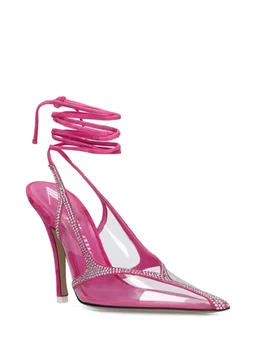 The Attico Stiletto heel pumps with ankle strap in 50% Polyester, 40% Calf, 10% Lamb, photo 3 of 4 from LUISAVIAROMA