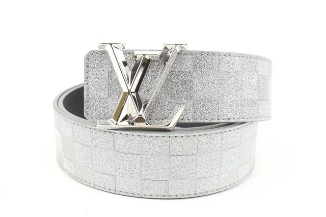 Glitter Silver Damier LV Pyramide 40mm Belt in Silver from Bagriculture