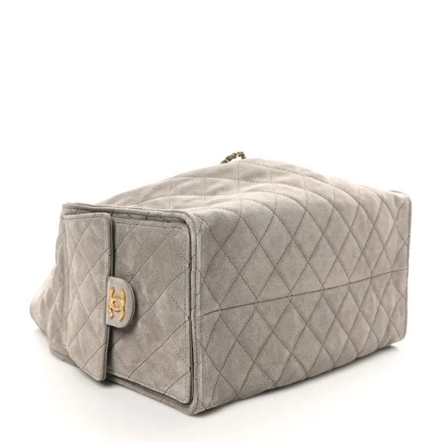 Quilted Medium Chanel 25 Handbag Dark Grey in Grey Suede from FASHIONPHILE, photo 4 of 9