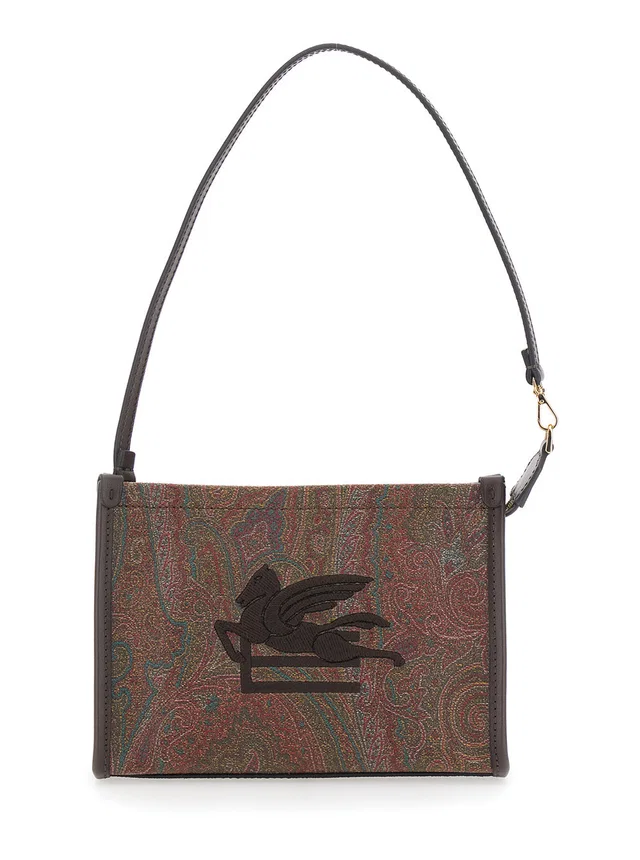 Etro Arnica Clutch — Brown Cotton Polyester in Brown Leather from HEWI