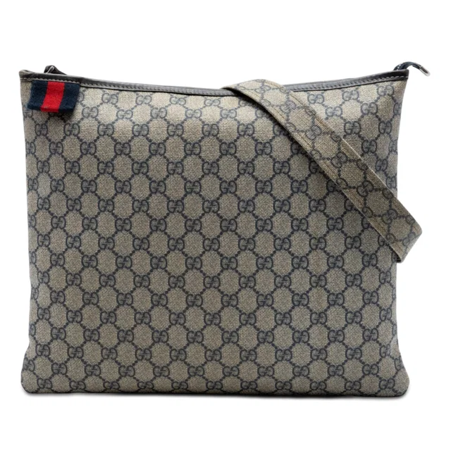 Beige Gucci GG Supreme Web Crossbody in Beige Coated canvas from Designer Revival