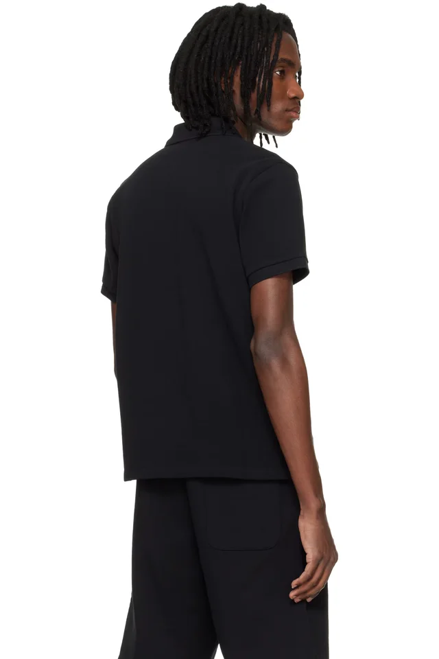 AMI Paris Black Cotton Ami de Coeur Polo, photo 3 of 4 from SSENSE