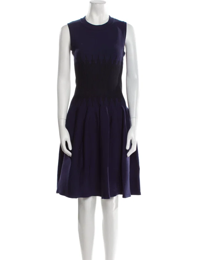 Alaïa Printed Knee-Length Dress in blue from The RealReal