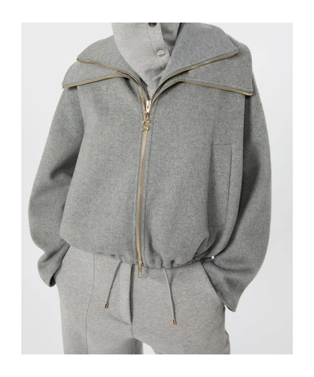 Sportmax Pure wool bomber jacket with removable bib - Medium grey, photo 4 of 6 from SENSER