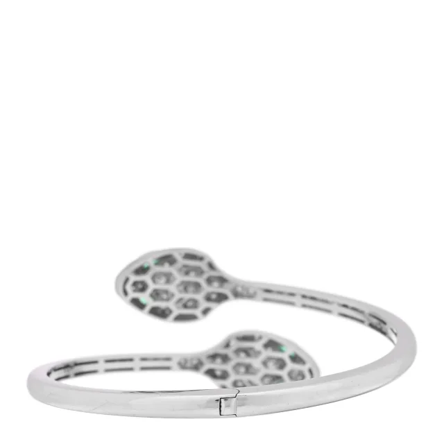 Bvlgari 18K White Gold Diamond Emerald Serpenti Seduttori Pave Bracelet in White from FASHIONPHILE, photo 2 of 4
