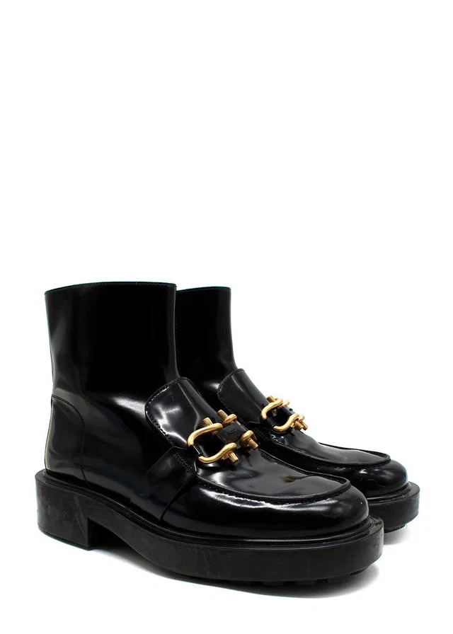 Bottega Veneta Black Monsieur Horsebit Ankle Boots in Black Patent leather from HEWI