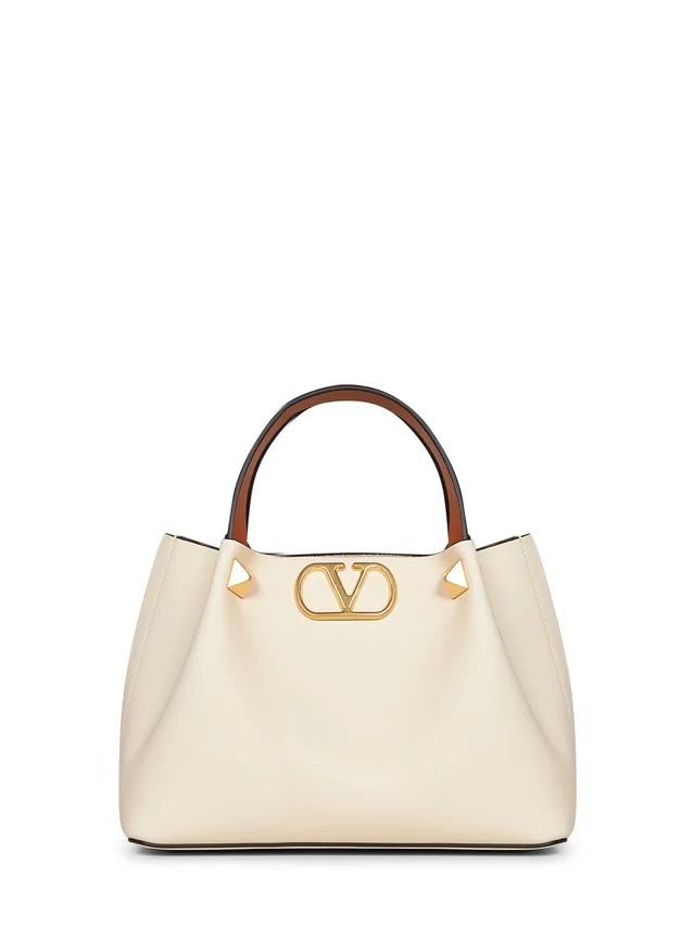 Valentino Garavani Vlogo Calf Leather Shoulder Bag — Ivory in White Calfskin from HEWI