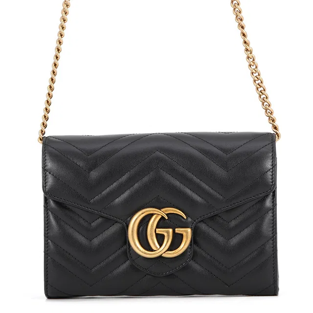 Gucci GG Marmont Quilted Chain Wallet Black474575 DTD1T 1000 Leather in Leather from GALLERY RARE