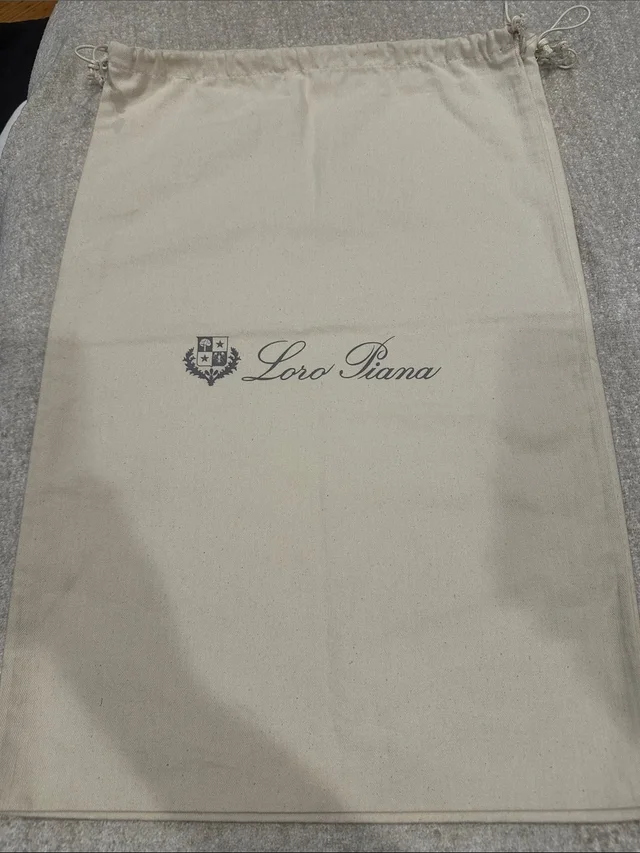 Loro Piana Beige Canvas Logo Drawstring Bag 24x16 in neutral|blue|brown Canvas from Poshmark