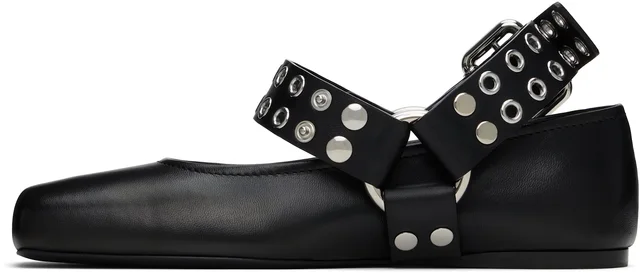 ALAÏA Black Biker Ballerina Flats, photo 3 of 6 from SSENSE