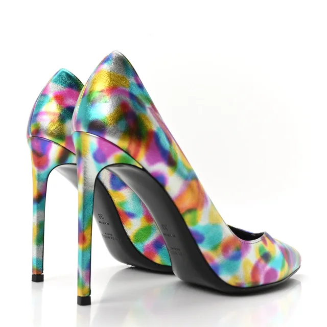 Saint Laurent Metallic Calfskin Pumps 38 Silver Multicolor in Silver Calfskin from FASHIONPHILE, photo 5 of 9
