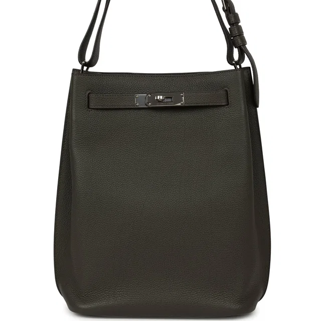 Hermès So Kelly 22 Vert de Gris Togo Palladium Hardware in Green Togo leather from Madison Avenue Couture