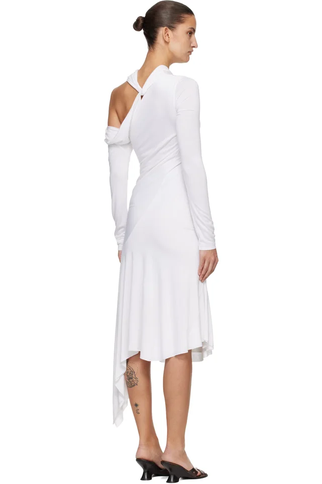 AARON ESH White Jersey Twist Strap Midi Dress, photo 3 of 4 from SSENSE