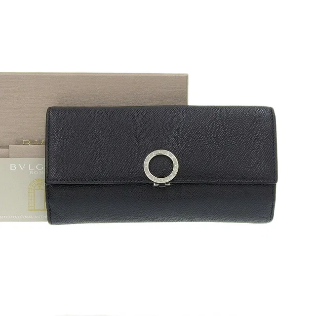 Bvlgari Leather Double Hook Wallet Black in Black Leather from LuxUness