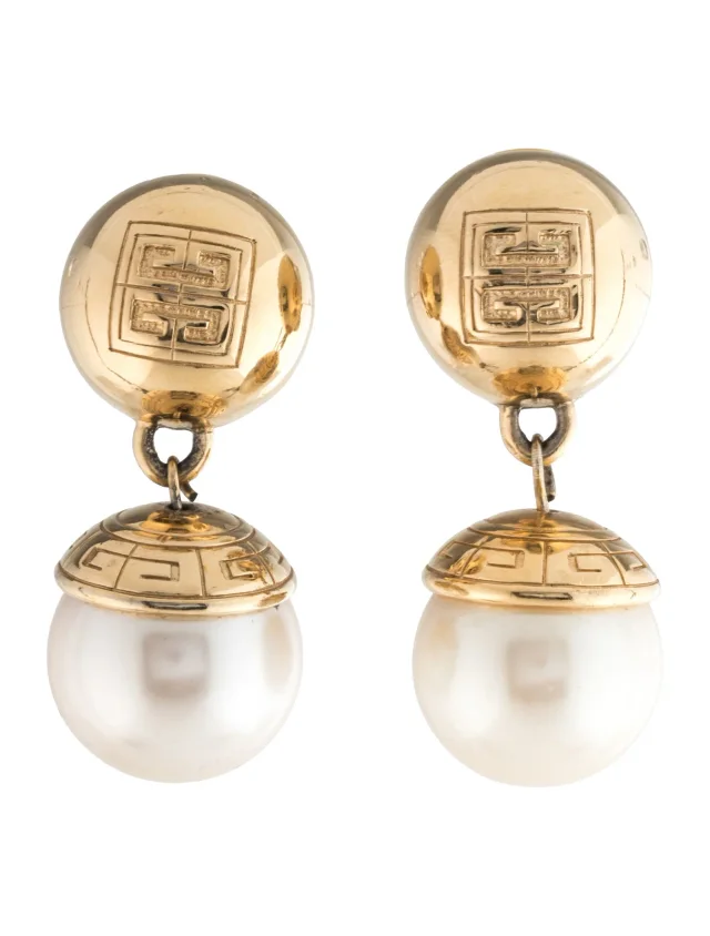 Givenchy Vintage Faux Pearl Drop Clip-On Earrings in multicolor from The RealReal