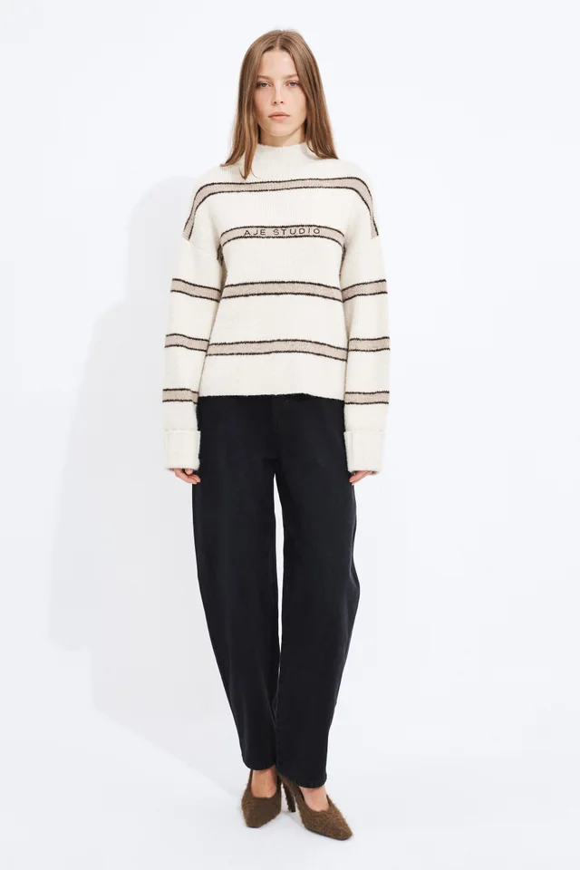 Aje Studio Violet Stripe Jumper in Beige from Aje, photo 1 of 1