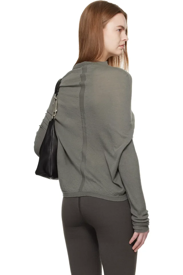 Rick Owens Khaki Temple Crater Knit Sweater, photo 3 of 4 from SSENSE