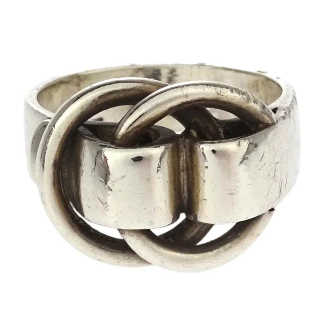 Hermès Deux Anneaux Ring Silver #49 #9 in Silver from AMORE Vintage Tokyo
