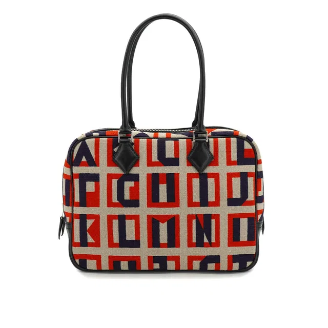 Hermès Lettres Au Carre Plume 28 Black Capucine Blue Indigo Toile De Camp Veau Swift Hand Bag 2018 C… in Black Swift leather from Luxury Promise