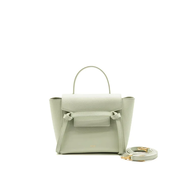 Celine Nano Belt Bag Grained Calfskin Jade GHW in Caviar leather from EMIER