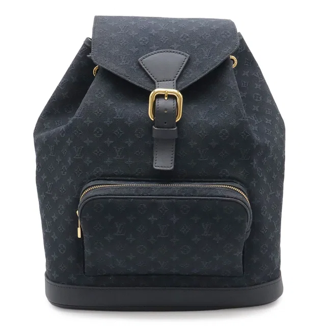 Louis Vuitton Monogram Mini Montsouris GM Backpack Shoulder Bag Blue Navy in Navy Canvas from The Reluxe