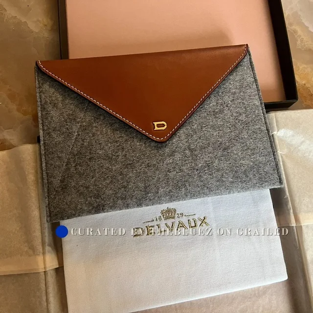 Delvaux Envelope Clutch in gray Leather from Grailed