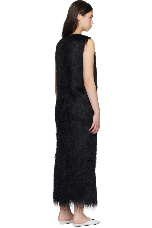 Loulou de Saison Black TIWA Fringed Maxi Dress, photo 3 of 4 from SSENSE
