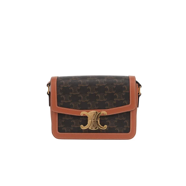 Celine Triomphe Teen shoulder bag in brown Triomphe canvas and brown leather in Brown Canvas from Collector Square, photo 2 of 4