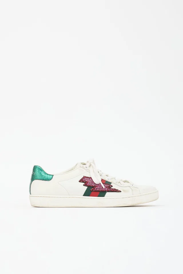 Gucci Leather Embellished Ace Sneaker in Leather from VSP Consignment