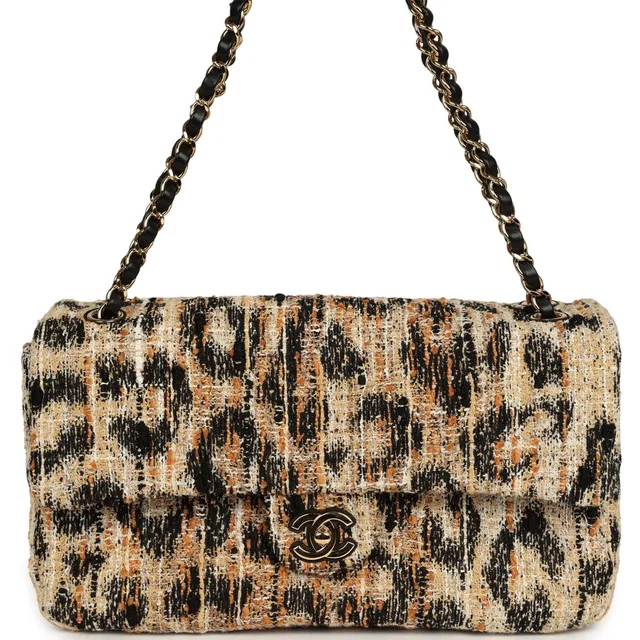 Chanel Maxi Leopard Print "Souplissimo" Small Flap Bag Brown in Black Tweed from Madison Avenue Couture