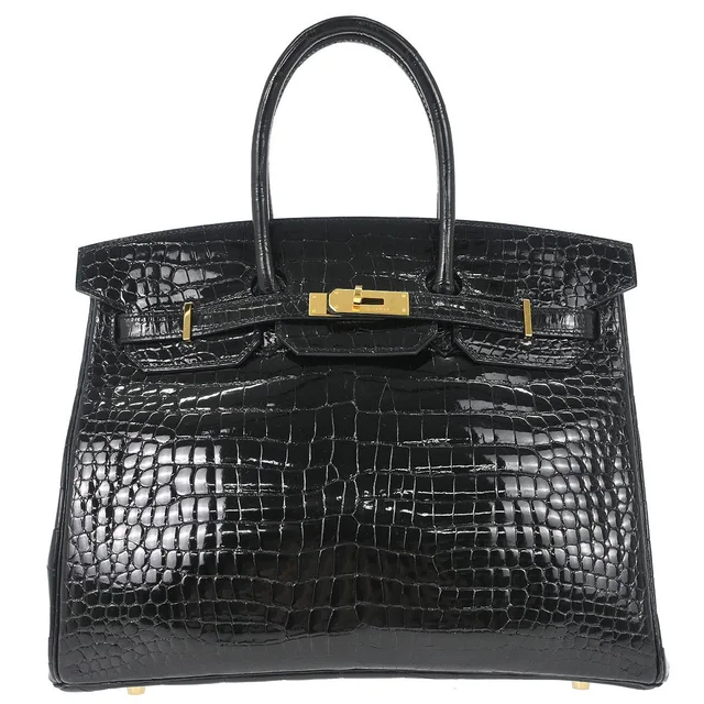 Hermès 2013 Black Porosus Birkin 35 Handbag in Black Crocodile from AMORE Vintage Tokyo