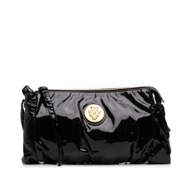 Black Gucci Large Patent Hysteria Clutch in Black Patent leather from Designer Revival