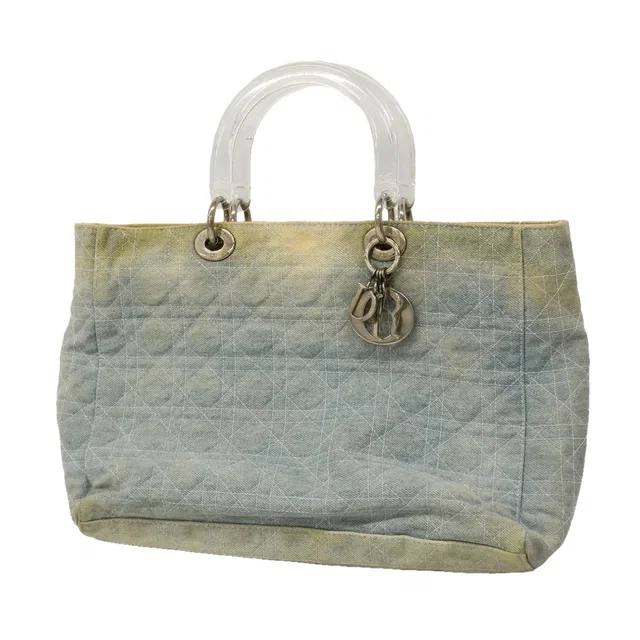 Dior Tote Cannage Denim Blue Silver in Blue Denim from The Reluxe