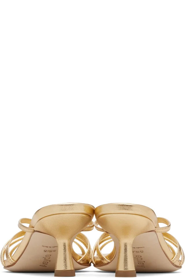Aeyde Gold Abby Leather Heeled Sandals, photo 2 of 4 from SSENSE