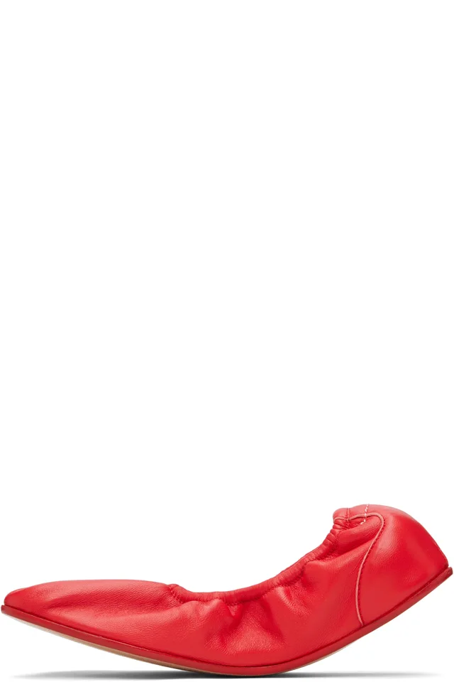 MM6 Maison Margiela Red Anatomic Travel Ballerina Flats, photo 3 of 5 from SSENSE