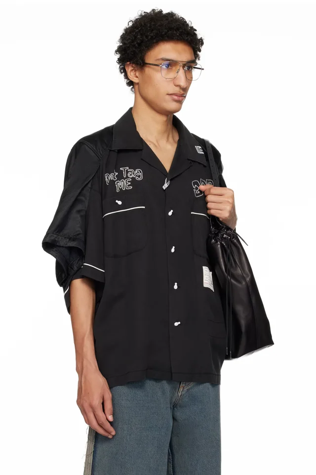 Maison MIHARA YASUHIRO Black W Sleeve Bowling Shirt, photo 2 of 4 from SSENSE