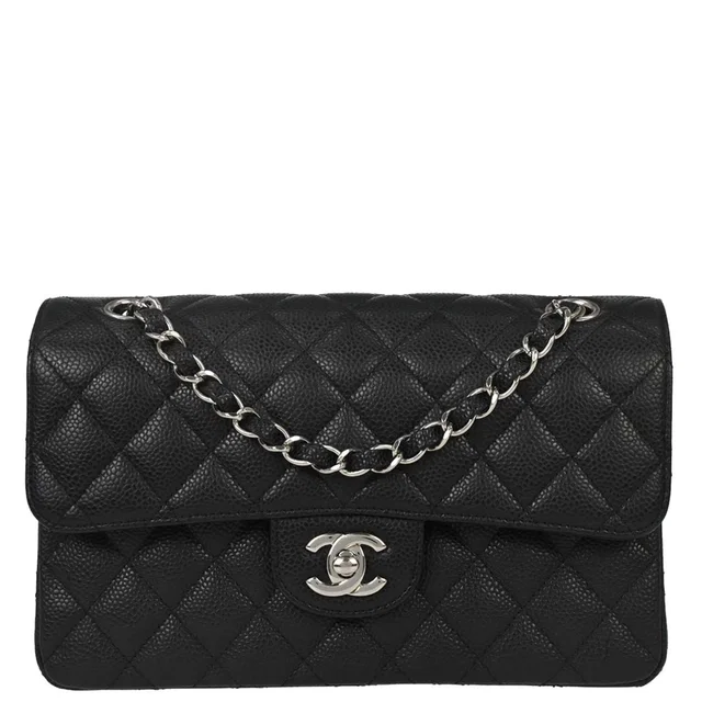 Chanel 2015-2016 Black Caviar Skin Small Classic Double Flap Shoulder Bag in Black Caviar leather from AMORE Vintage Tokyo