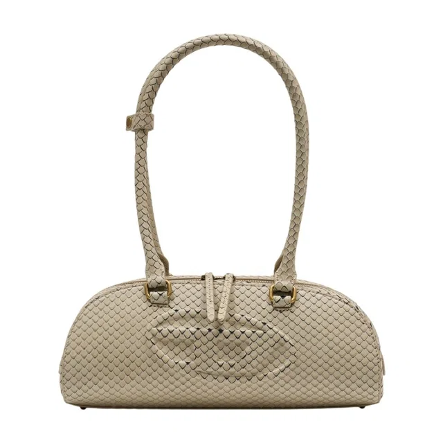 Diesel Quilted Leather Dome Shoulder Bag — Beige Cowhide in Beige Leather from HEWI