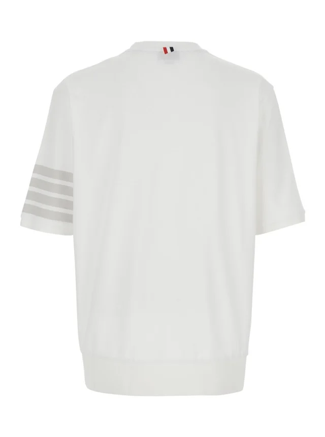 Thom browne White T-Shirt with Classic Collar and 4-Bar Detail on Sleeve in Cotton for Men in White 100% Cotton, photo 3 of 6 from Gaudenzi Boutique